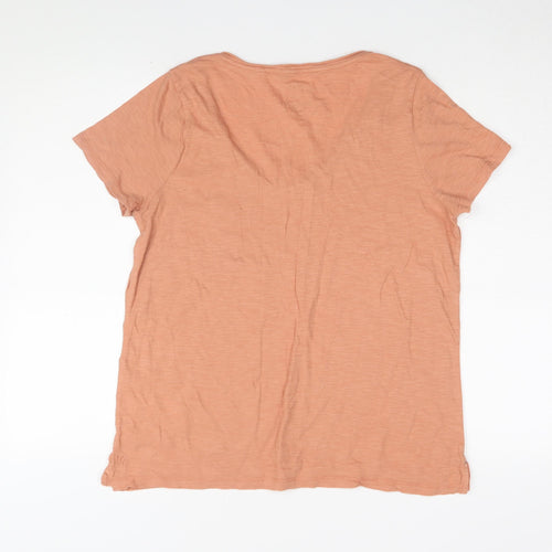 Fatface Women's Orange V-Neck T-Shirt Size 10