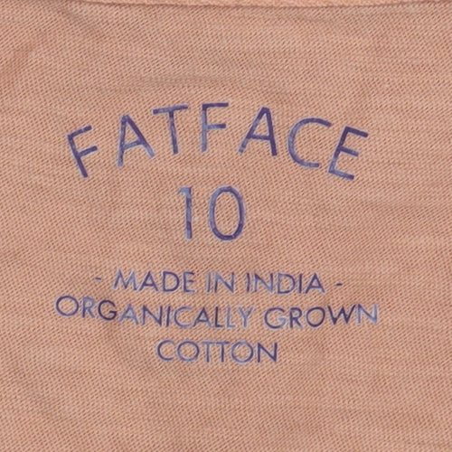 Fatface Women's Orange V-Neck T-Shirt Size 10