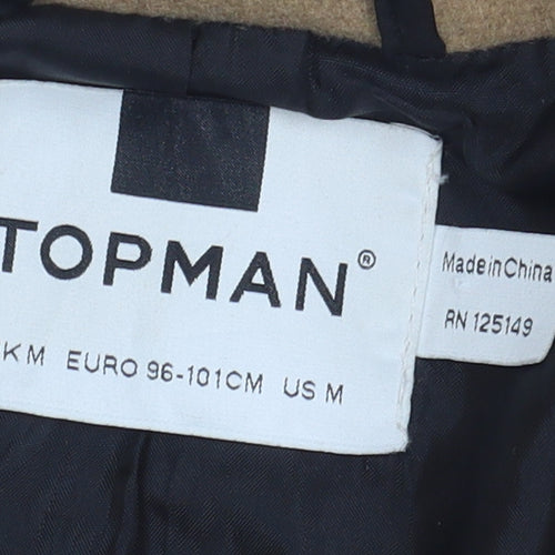 Topman Men's Brown Wool Overcoat Size M