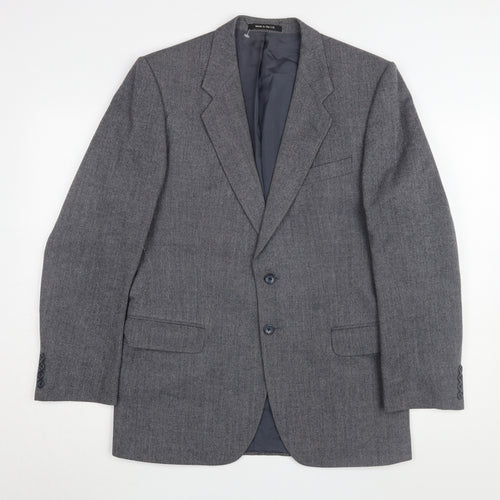 St Michael Men's Grey Wool Blazer, 38R, Single-Breasted