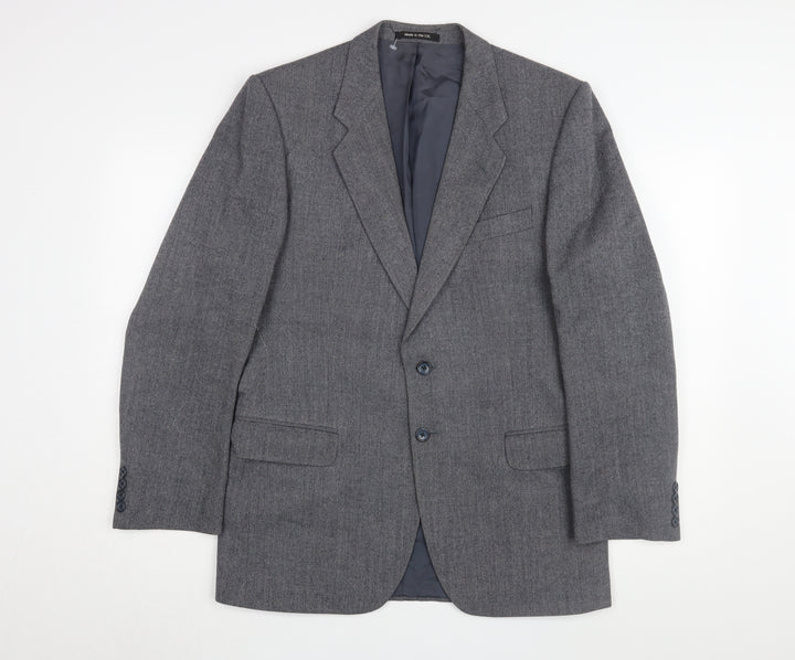 St Michael Men's Grey Wool Blazer, 38R, Single-Breasted