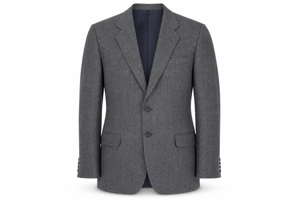 Front view of St Michael Men's Grey Wool Blazer, 38R, Single-Breasted