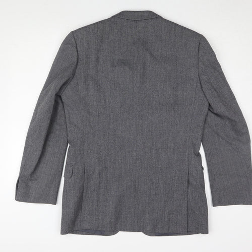 St Michael Men's Grey Wool Blazer, 38R, Single-Breasted