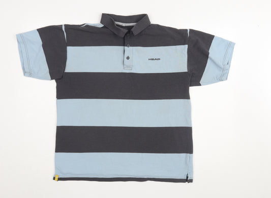 Head Men's Blue Striped Polo Shirt S - Short Sleeve