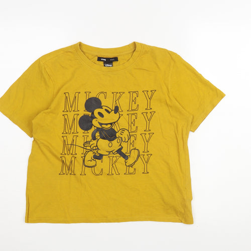 Disney Women's Yellow Cotton T-Shirt, Size S, Short Sleeve