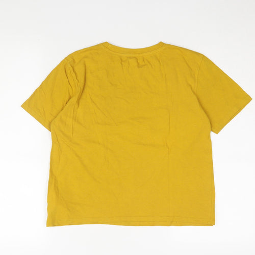 Disney Women's Yellow Cotton T-Shirt, Size S, Short Sleeve