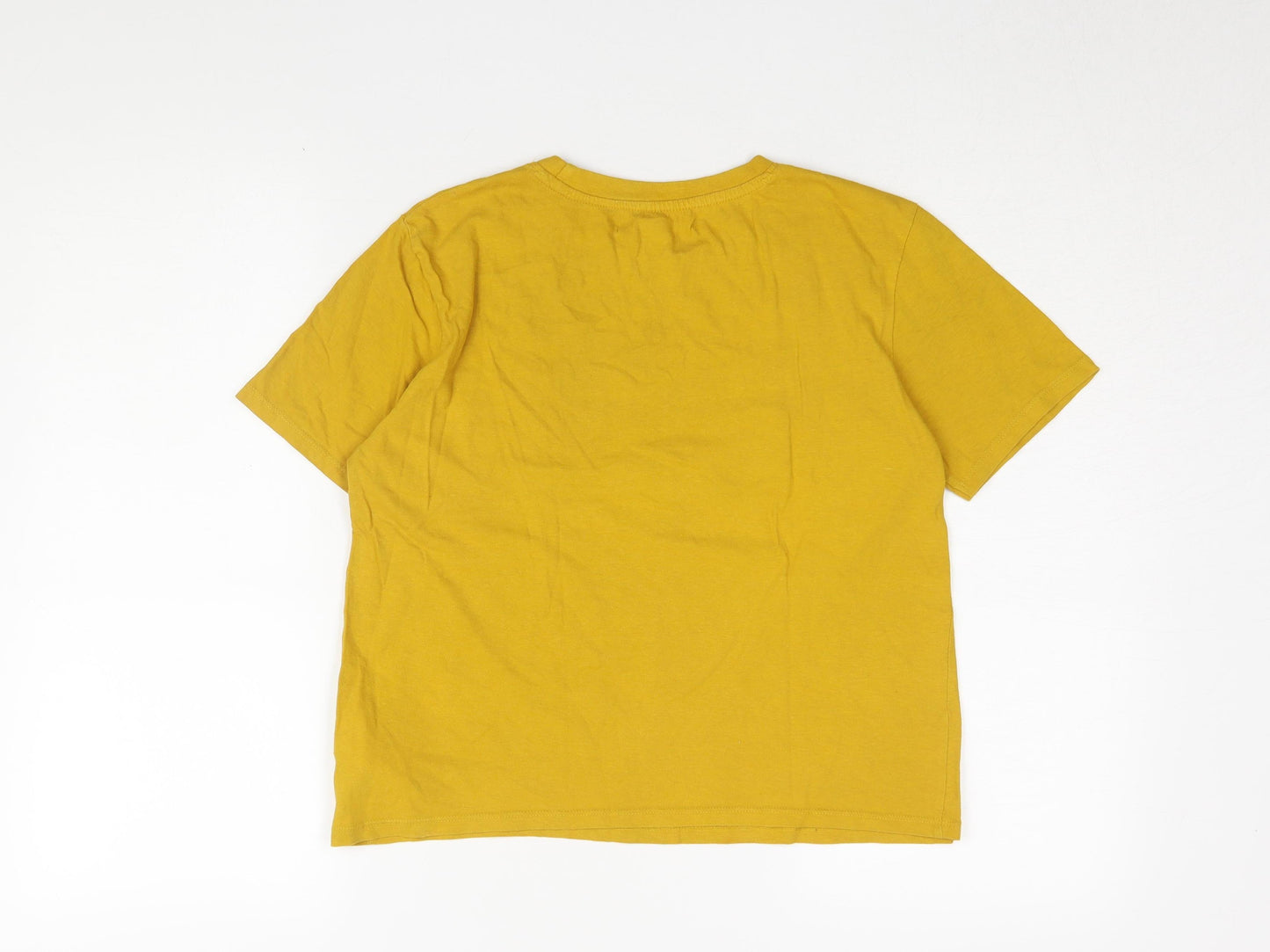 Disney Women's Yellow Cotton T-Shirt, Size S, Short Sleeve