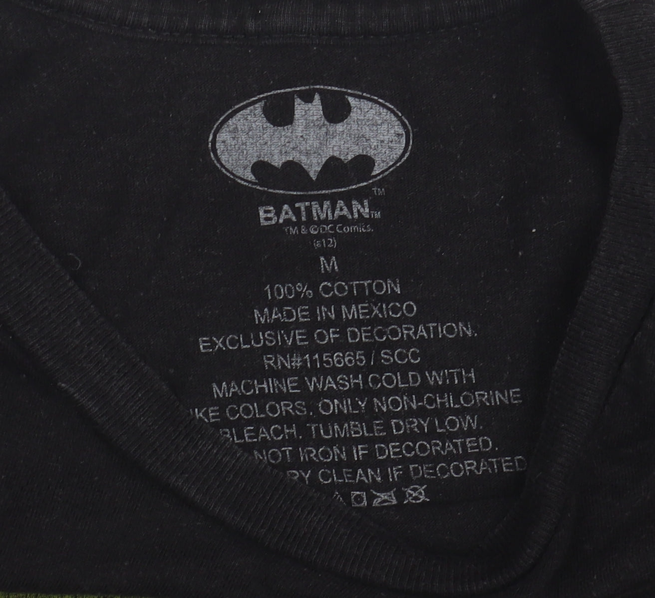 Batman Men’s Black M Cotton Superhero T-Shirt