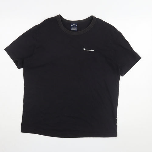 Champion Men's Black T-Shirt Medium, Solid Casual Tee