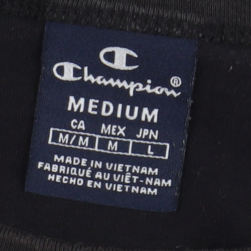 Champion Men's Black T-Shirt Medium, Solid Casual Tee