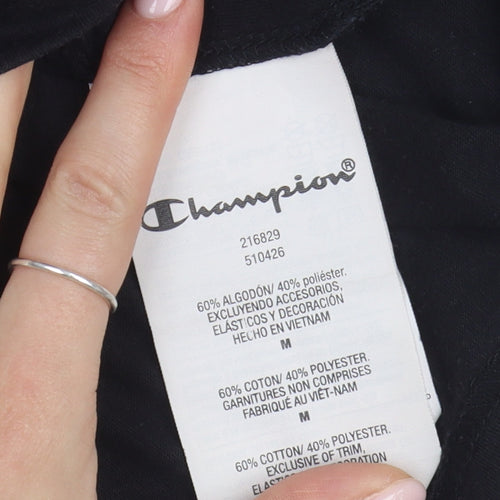 Champion Men's Black T-Shirt Medium, Solid Casual Tee