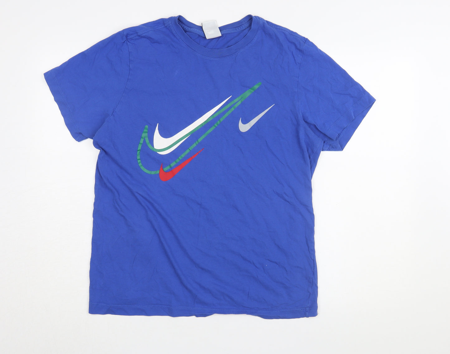 Nike Men's Blue Cotton Short Sleeve T-Shirt, Medium