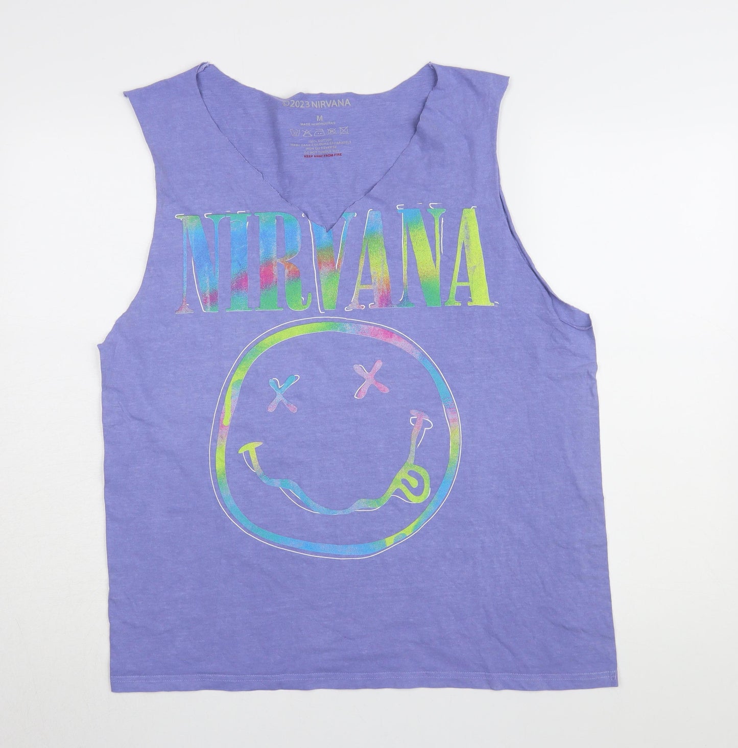 Nirvana Men's Sleeveless Purple Graphic T-Shirt M