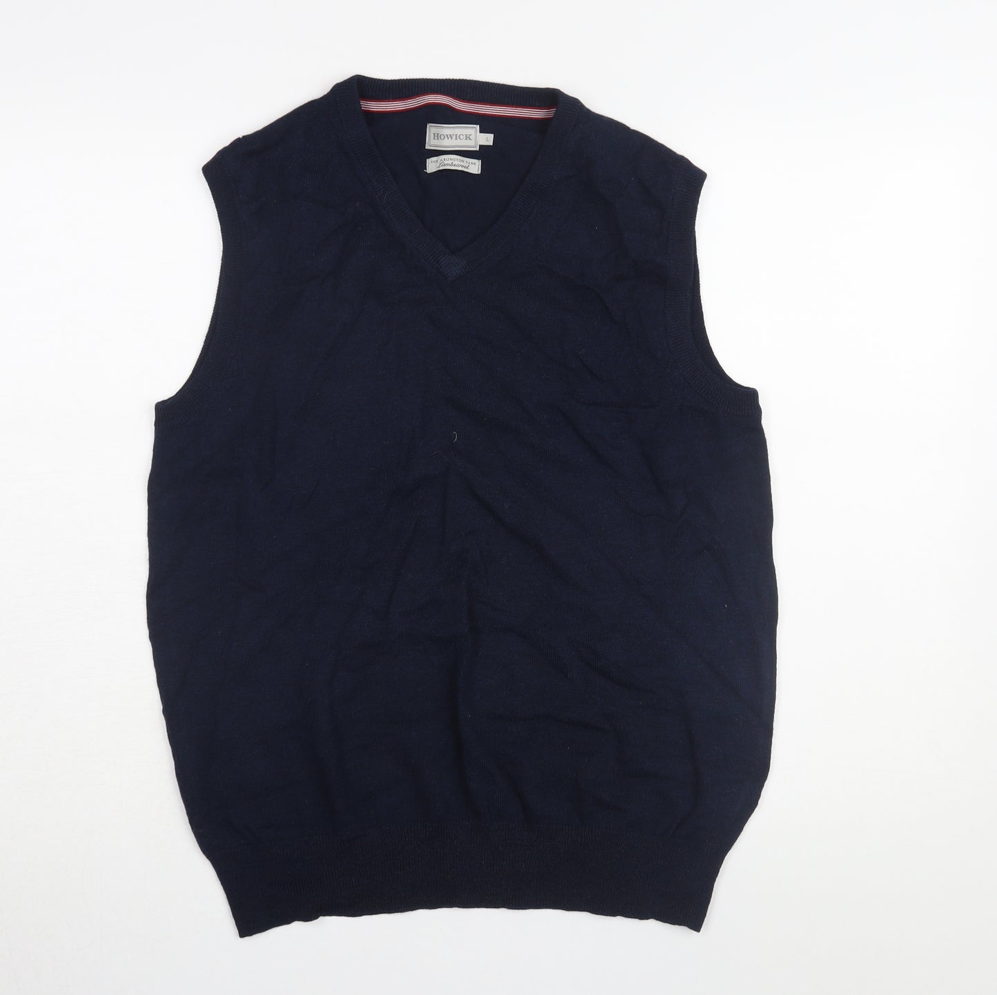 Howick Men's Blue Wool Vest, L - Casual Sleeveless Knit