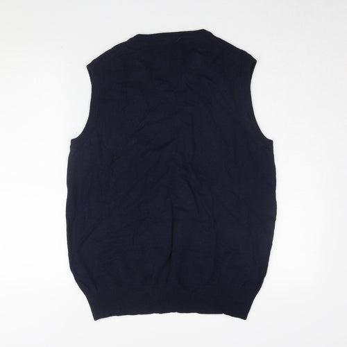 Howick Men's Blue Wool Vest, L - Casual Sleeveless Knit