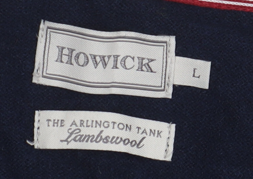 Howick Men's Blue Wool Vest, L - Casual Sleeveless Knit