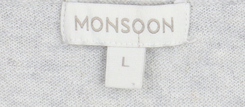 Monsoon Women’s Grey Pullover Jumper, Size L, Casual Knit
