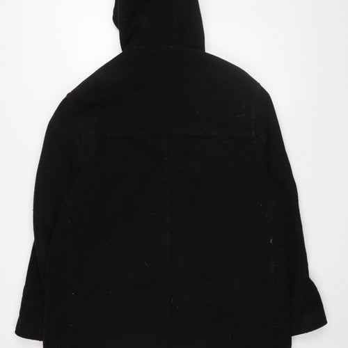 Next Men's Black Parka Coat L Hooded Wool Blend