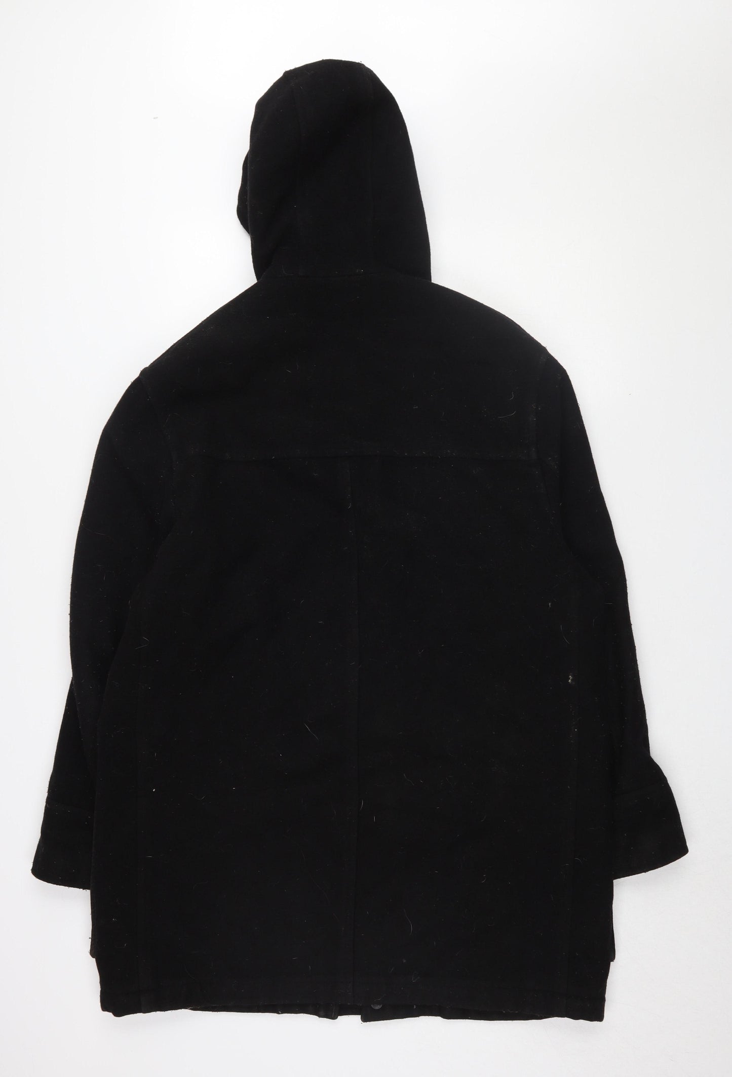 Next Men's Black Parka Coat L Hooded Wool Blend
