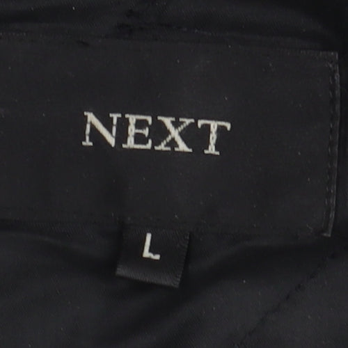Next Men's Black Parka Coat L Hooded Wool Blend