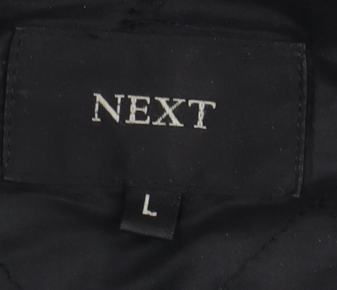 Next Men's Black Parka Coat L Hooded Wool Blend