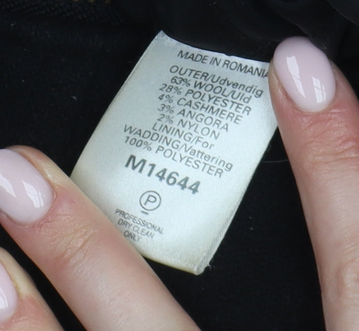 Next Men's Black Parka Coat L Hooded Wool Blend