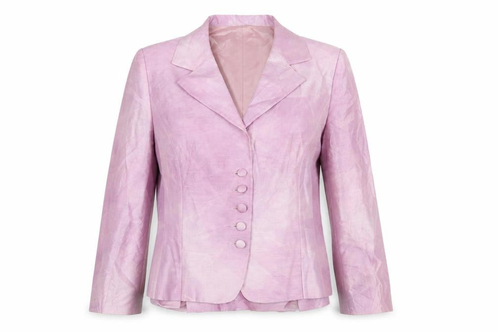 Front view of Presen Pink Silk Linen Women's Blazer, size 10