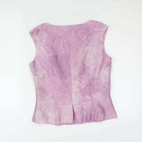 Presen Women's Pink Silk Linen Sleeveless Blouse