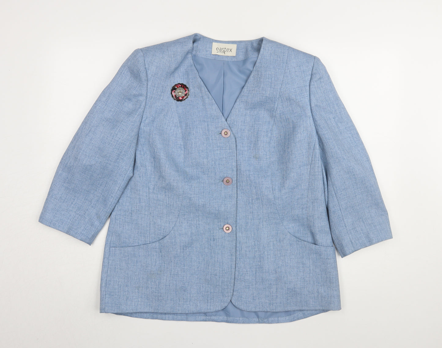 Eastex Women's Blue Blazer, Size 14, Lined, 3/4 Sleeve