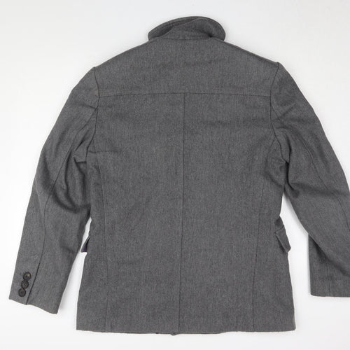 Ted Baker Men's Grey Pea Coat, Size M, Classic Style