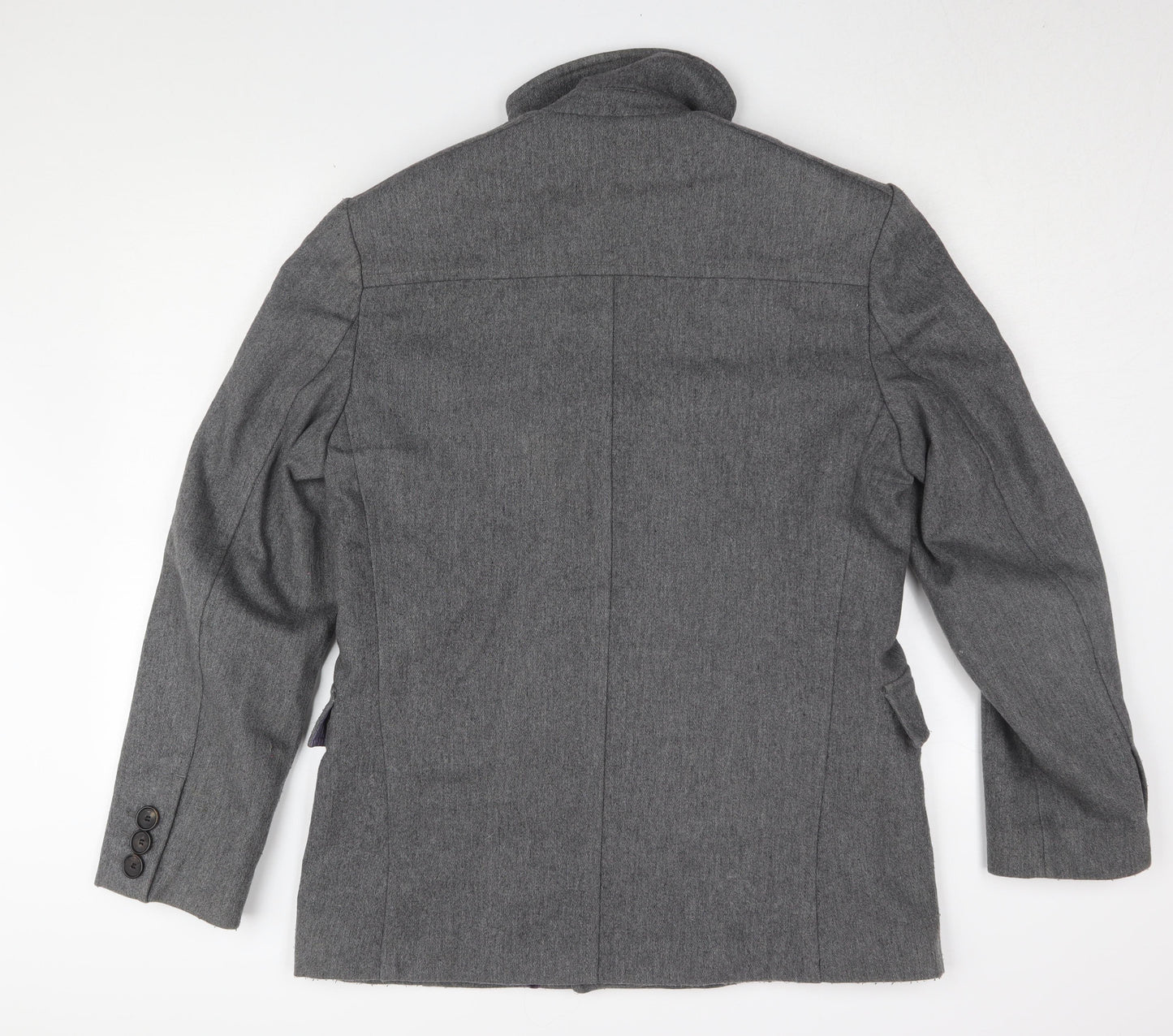 Ted Baker Men's Grey Pea Coat, Size M, Classic Style