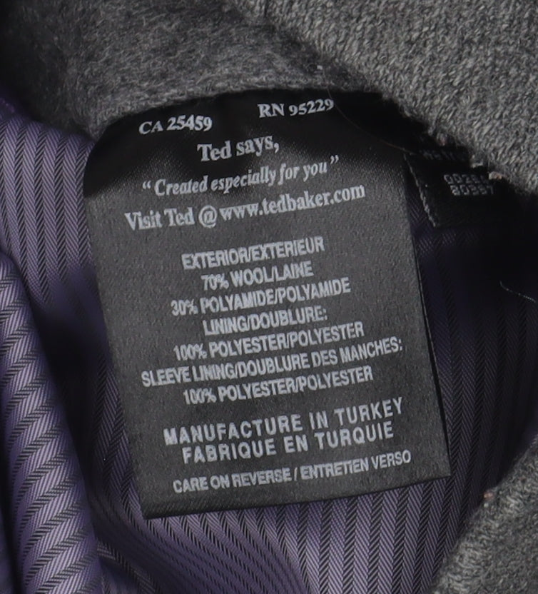 Ted Baker Men's Grey Pea Coat, Size M, Classic Style