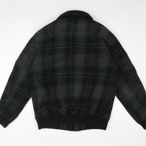 Redherring Men's Black Plaid Bomber Jacket Medium