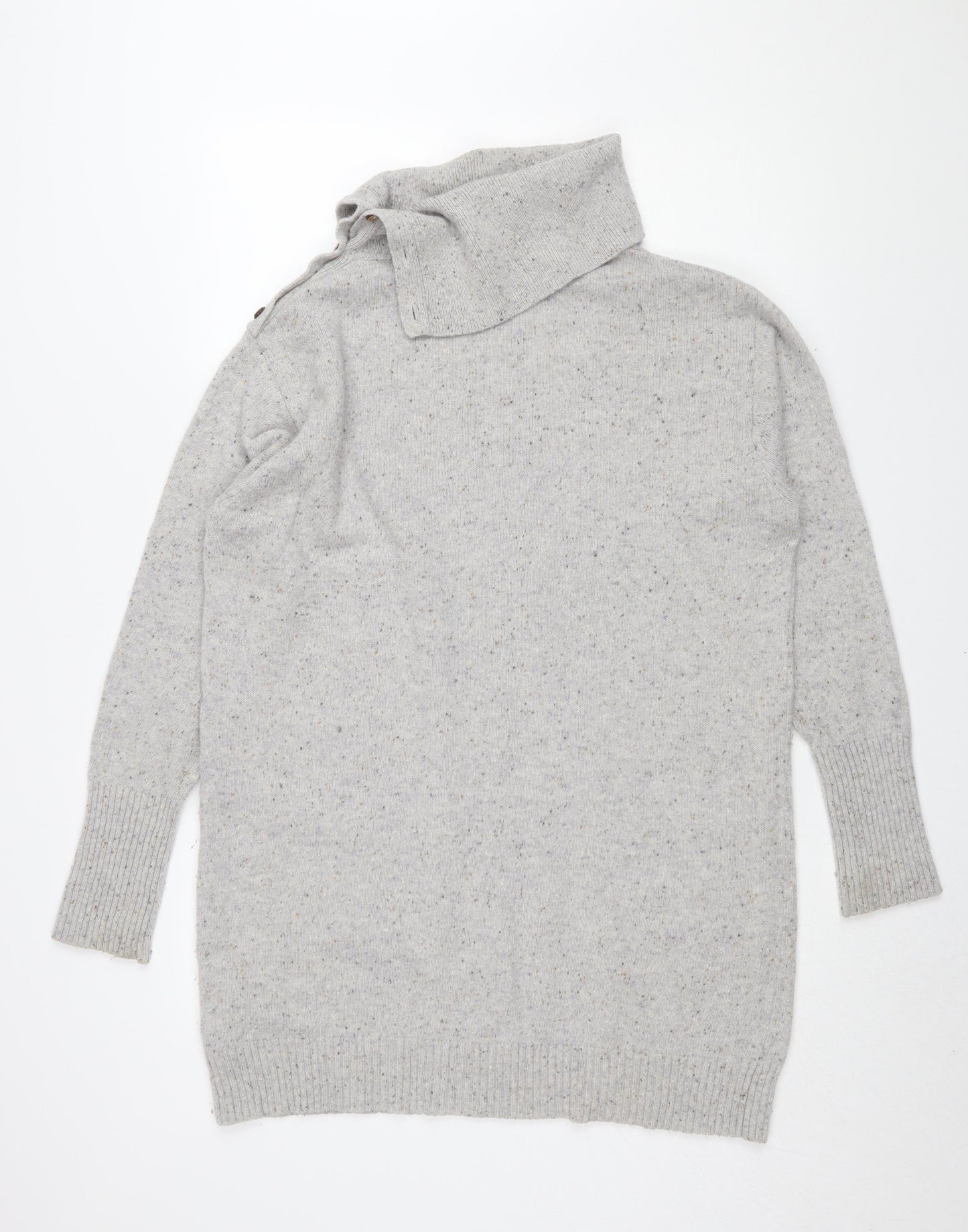 White Stuff Women's Grey Cowl Neck Knit Dress Size 16