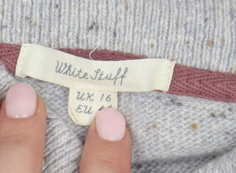 White Stuff Women's Grey Cowl Neck Knit Dress Size 16