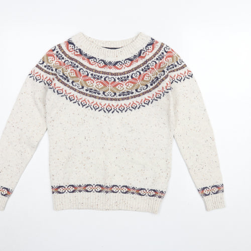 Fat Face Boys Fair Isle Ivory Pullover Jumper - 7-8 Years