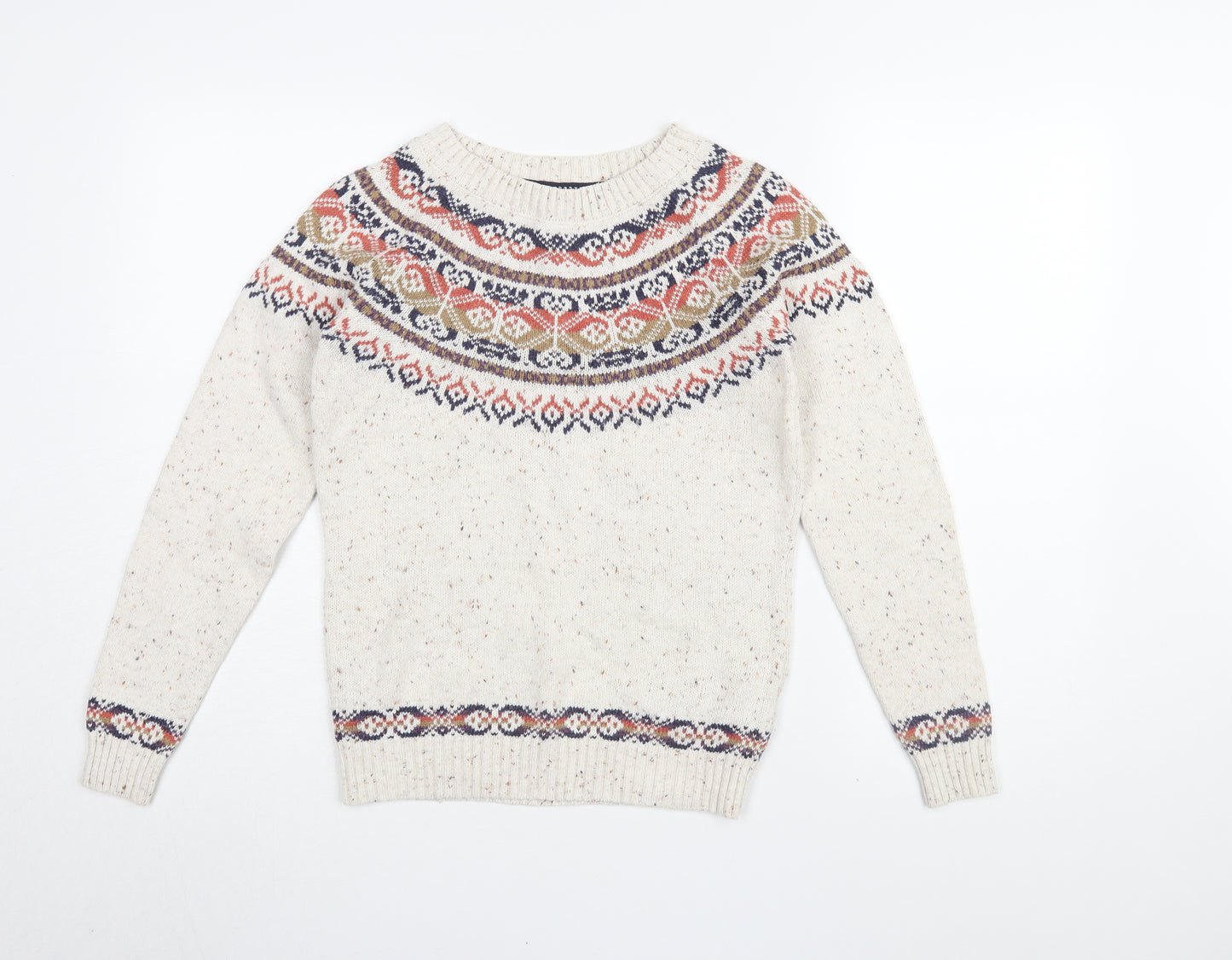 Fat Face Boys Fair Isle Ivory Pullover Jumper - 7-8 Years