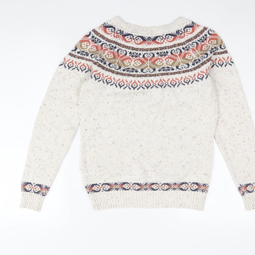 Fat Face Boys Fair Isle Ivory Pullover Jumper - 7-8 Years