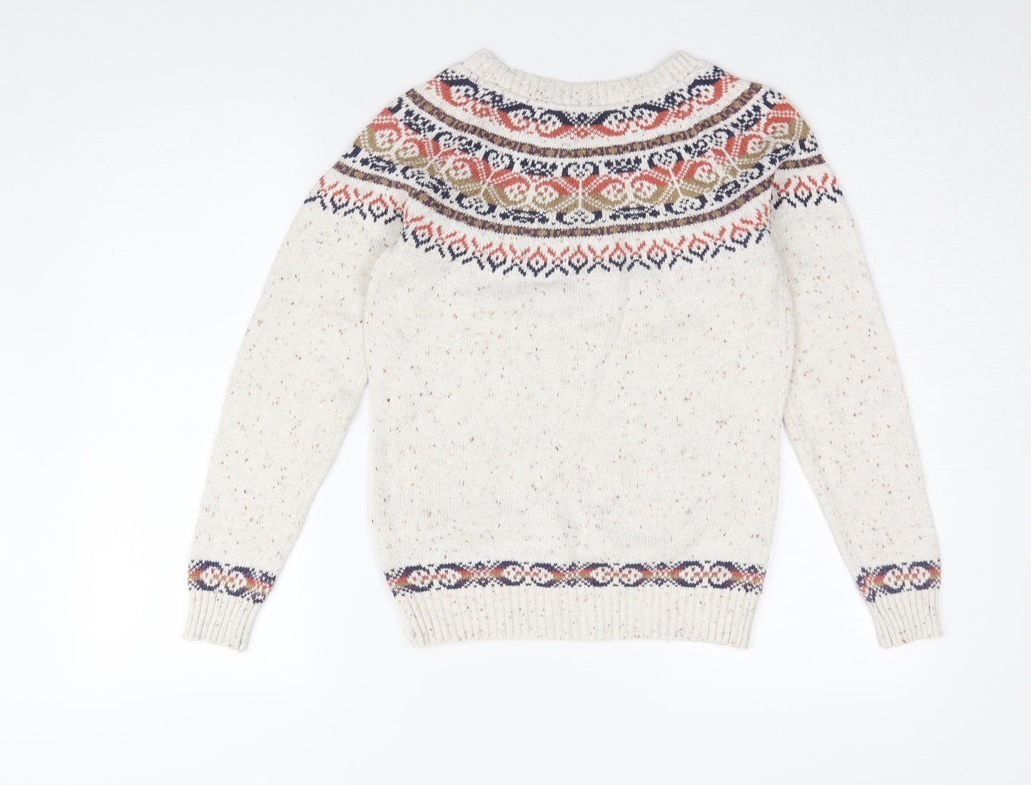 Fat Face Boys Fair Isle Ivory Pullover Jumper - 7-8 Years