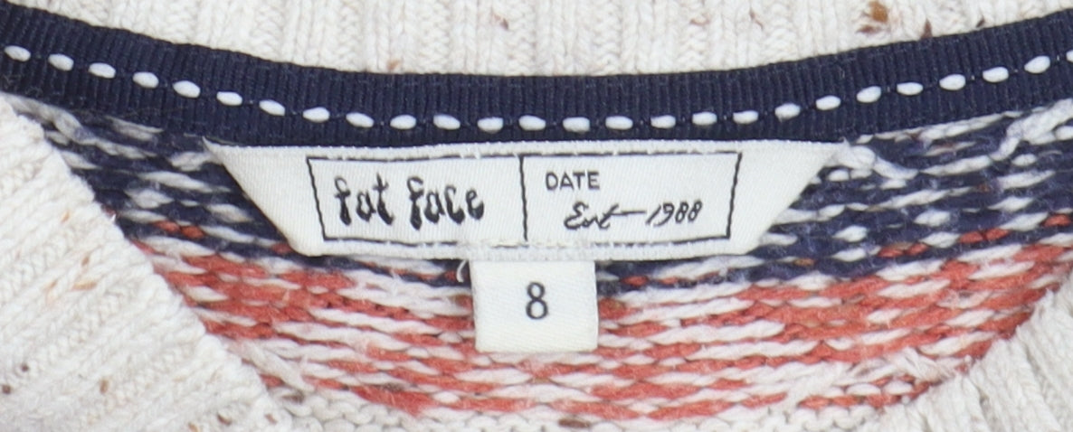 Fat Face Boys Fair Isle Ivory Pullover Jumper - 7-8 Years