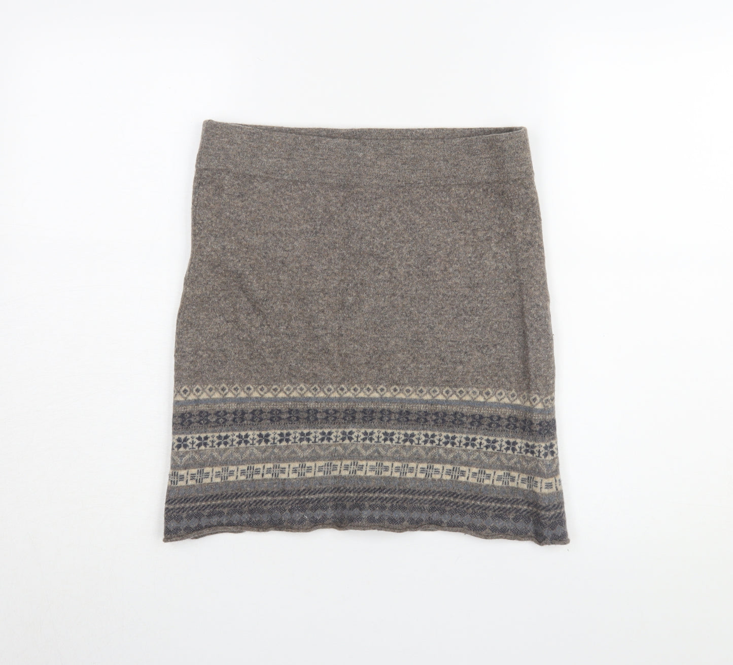 White Stuff Women's Grey Fair Isle Wool Skirt Size 10