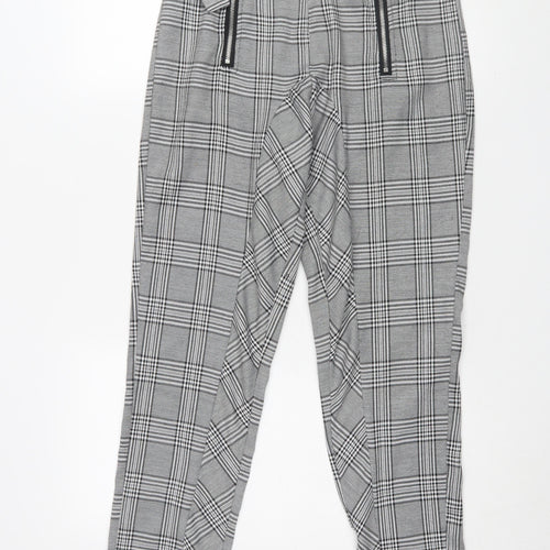 Missguided Grey Plaid Tapered Trousers Size 8 Women