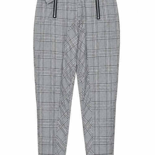 Missguided Grey Plaid Tapered Trousers Size 8 Women