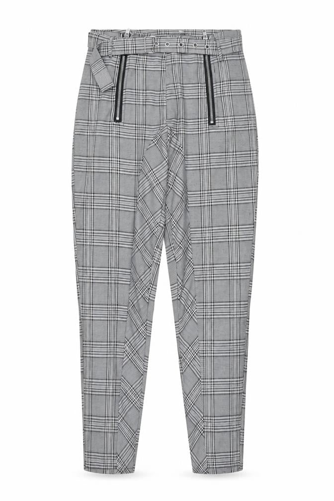 Missguided Grey Plaid Tapered Trousers Size 8 Women