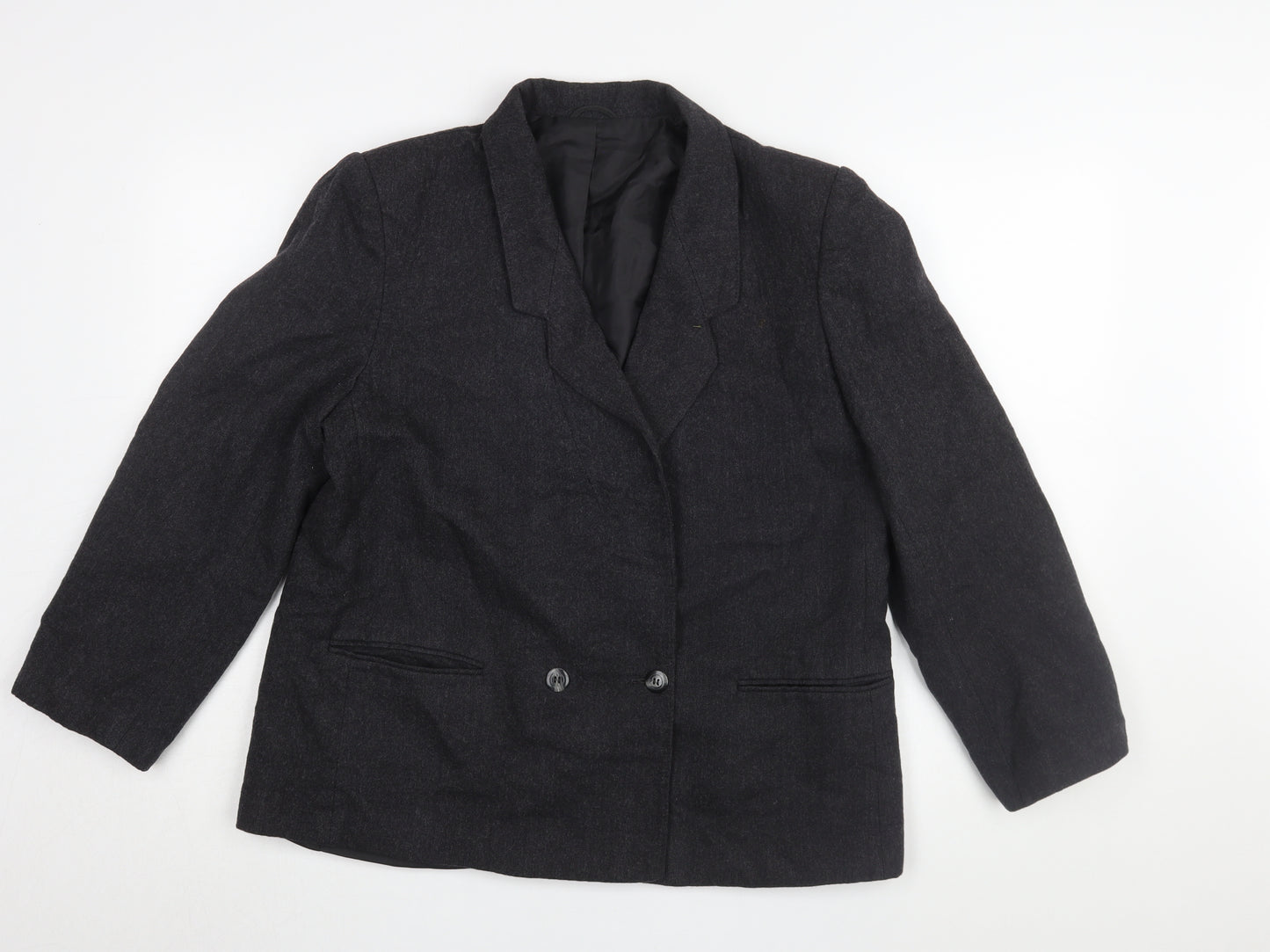 St Michael Women's Black Wool Tweed Blazer Size 16