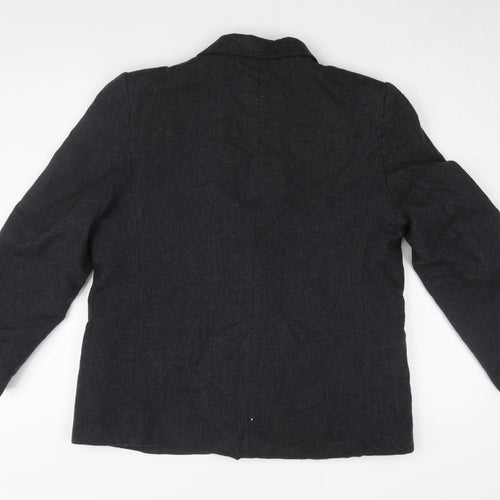 St Michael Women's Black Wool Tweed Blazer Size 16