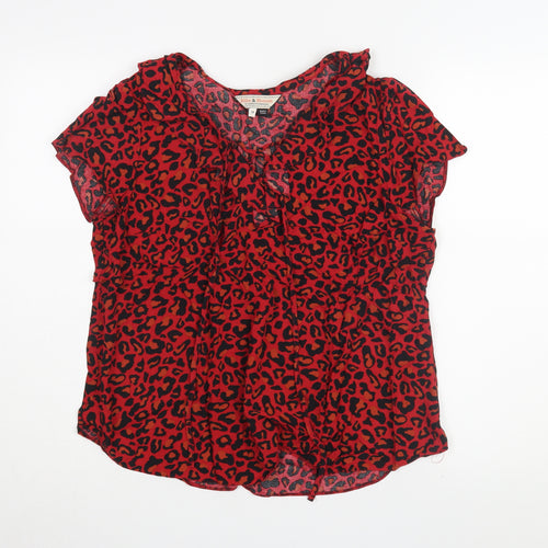Dorothy Perkins Women Red Animal Print Tunic Blouse Size 14