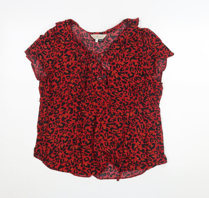 Dorothy Perkins Women Red Animal Print Tunic Blouse Size 14