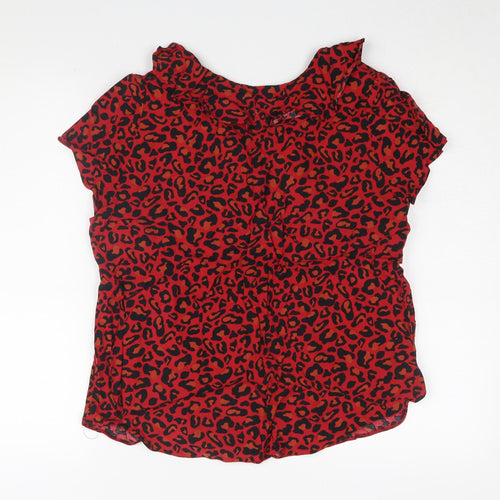 Dorothy Perkins Women Red Animal Print Tunic Blouse Size 14
