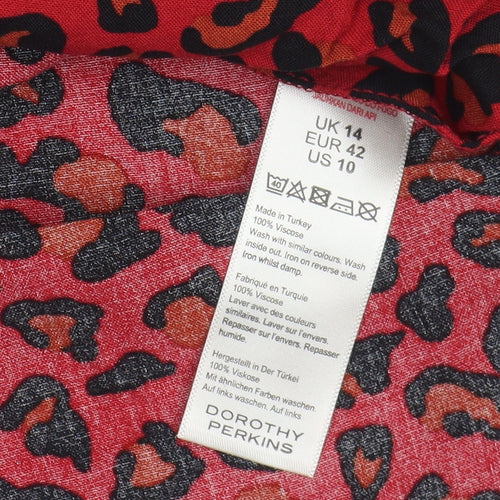 Dorothy Perkins Women Red Animal Print Tunic Blouse Size 14
